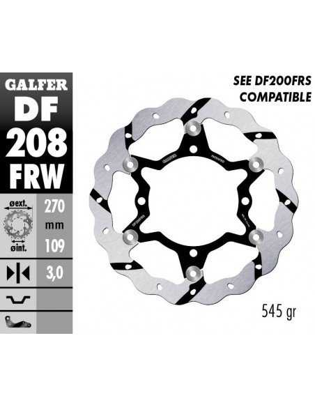DISCO FRENO WAVE FLOATING GROOVED (C. STEEL) 270X3MM DF208FRW