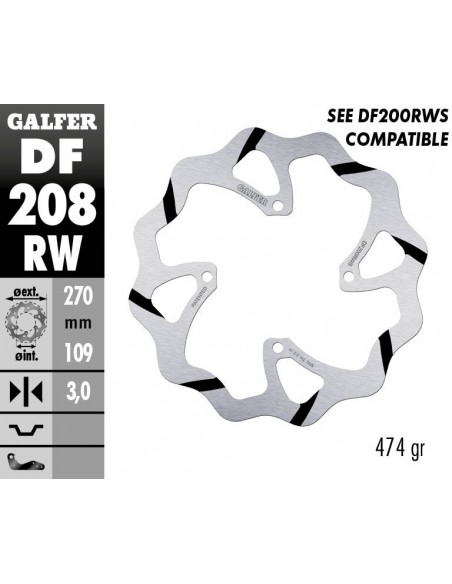 DISCO FRENO WAVE FIXED GROOVED 270X3MM DF208RW