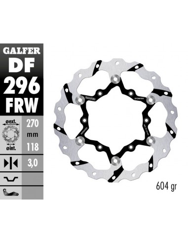 DISCO FRENO WAVE FLOATING GROOVED (C. STEEL) 270X3MM DF296FRW