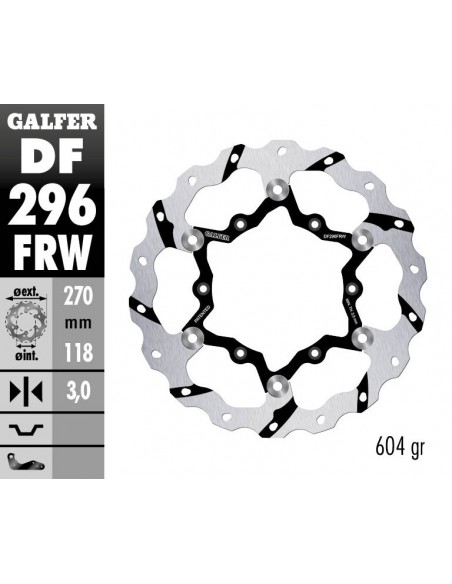 DISCO FRENO WAVE FLOATING GROOVED (C. STEEL) 270X3MM DF296FRW