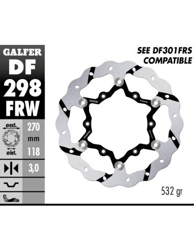 DISCO FRENO WAVE FLOATING GROOVED (C. STEEL) 270X3MM DF298FRW