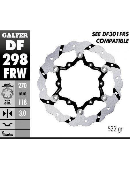 DISCO FRENO WAVE FLOATING GROOVED (C. STEEL) 270X3MM DF298FRW