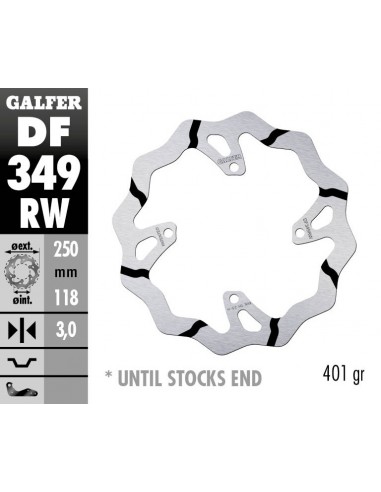 DISCO FRENO WAVE FIXED GROOVED 250X3MM DF349RW