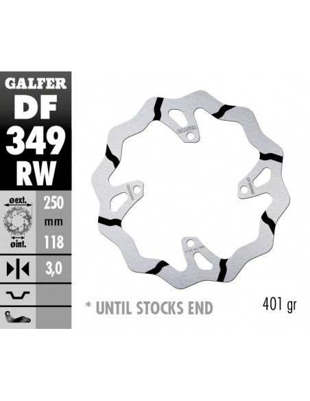 DISCO FRENO WAVE FIXED GROOVED 250X3MM DF349RW