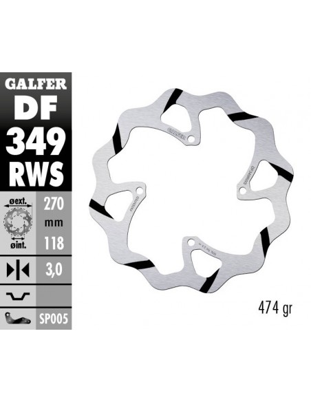 DISCO FRENO WAVE FIXED GROOVED 250X3MM DF349RW