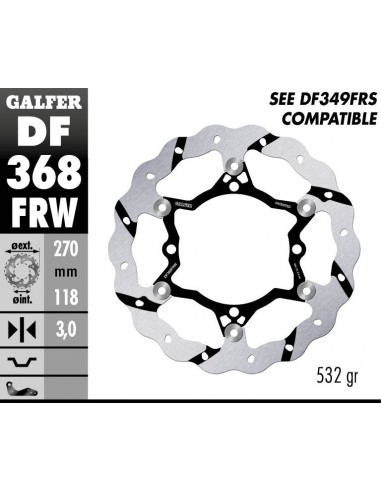 DISCO FRENO WAVE FLOATING GROOVED (C. STEEL) 270X3MM DF368FRW