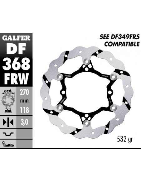 DISCO FRENO WAVE FLOATING GROOVED (C. STEEL) 270X3MM DF368FRW