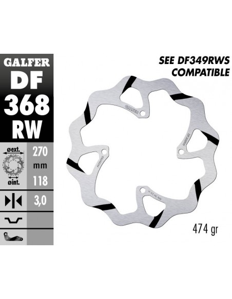 DISCO FRENO WAVE FIXED GROOVED 270X3MM DF368RW