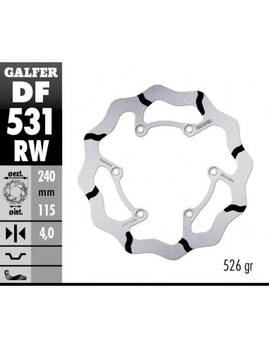 DISCO FRENO WAVE FIXED GROOVED 240X4MM DF531RW
