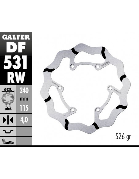 DISCO FRENO WAVE FIXED GROOVED 240X4MM DF531RW