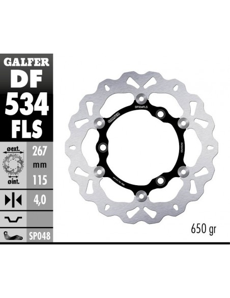 DISCO FRENO WAVE FLOATING OVERSIZE  (C. STEEL) 267X4MM DF534FLS