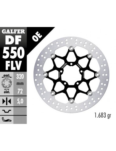 DISCO FRENO ROUND FLOATING (C. STEEL) 320X5MM DF550FLV