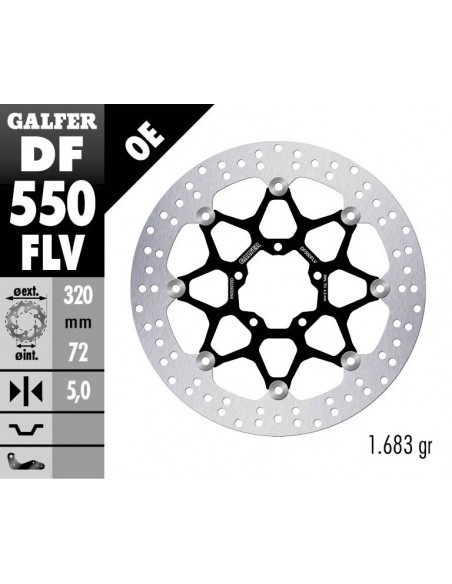 DISCO FRENO ROUND FLOATING (C. STEEL) 320X5MM DF550FLV