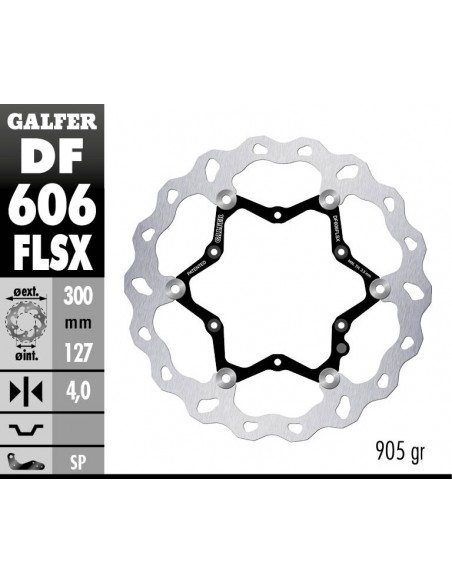 DISCO FRENO WAVE FLOATING OVERSIZE  (C. STEEL) 300X4MM DF606FLSX
