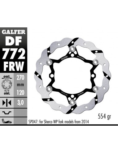 DISCO FRENO WAVE FLOATING GROOVED (C. STEEL) 270X3MM DF772FRW