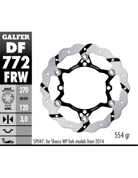 DISCO FRENO WAVE FLOATING GROOVED (C. STEEL) 270X3MM DF772FRW