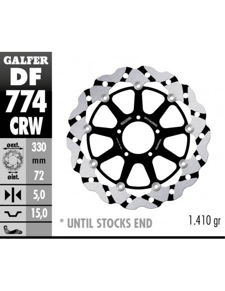 DISCO FRENO WAVE FLOATING GROOVED (C. ALU.) 330X5MM DF774CRW