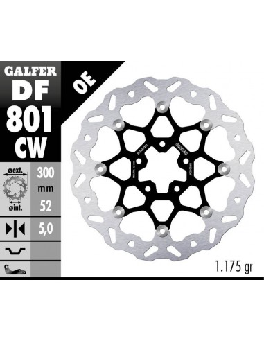 DISCO FRENO WAVE FLOATING 300X5MM (C. ALU.) DF801CW