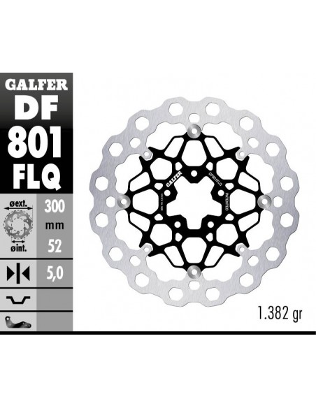 DISCO FRENO CUBIQ FLOATING (C. STEEL) 300X5MM DF801FLQ