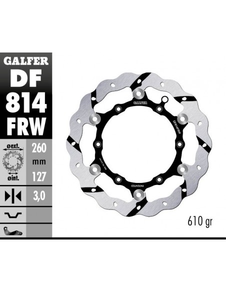 DISCO FRENO WAVE FLOATING GROOVED (C. STEEL) 260X3MM DF814FRW