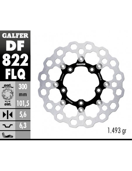 DISCO FRENO CUBIQ FLOATING (C. STEEL) 300X5.6MM DF822FLQ