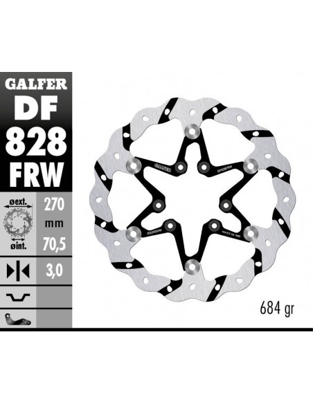 DISCO FRENO WAVE FLOATING GROOVED (C. STEEL) 270X3MM DF828FRW