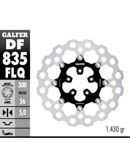 DISCO FRENO CUBIQ FLOATING (C. STEEL) 300X5MM DF835FLQ