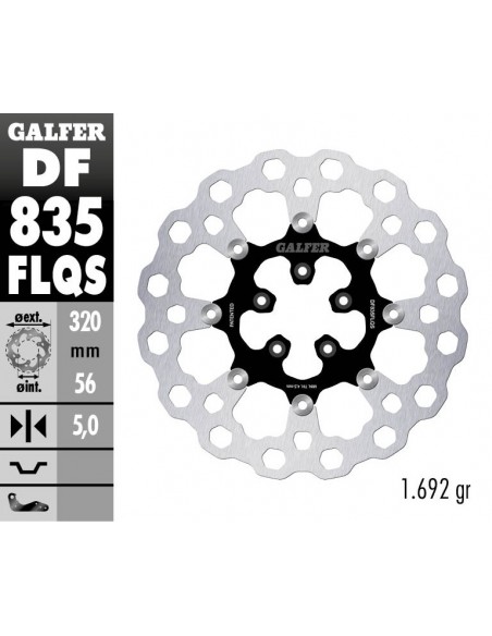 DISCO FRENO CUBIQ FLOATING (C. STEEL) 300X5MM DF835FLQ