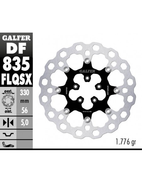 DISCO FRENO CUBIQ FLOATING (C. STEEL) 300X5MM DF835FLQ