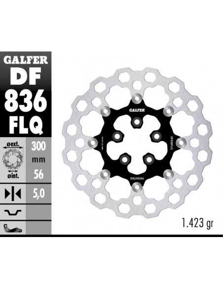 DISCO FRENO CUBIQ FLOATING (C. STEEL) 300X5MM DF836FLQ