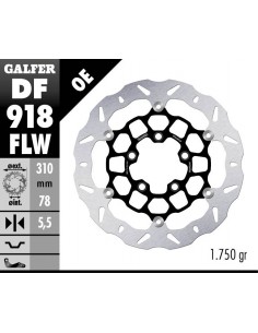 DISCO FRENO WAVE FLOATING (C. STEEL) 310X5,5MM DF918FLW