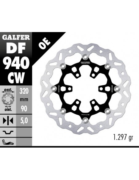 DISCO FRENO WAVE FLOATING COMPLETE (C. ALU.) 320X5MM DF940CW